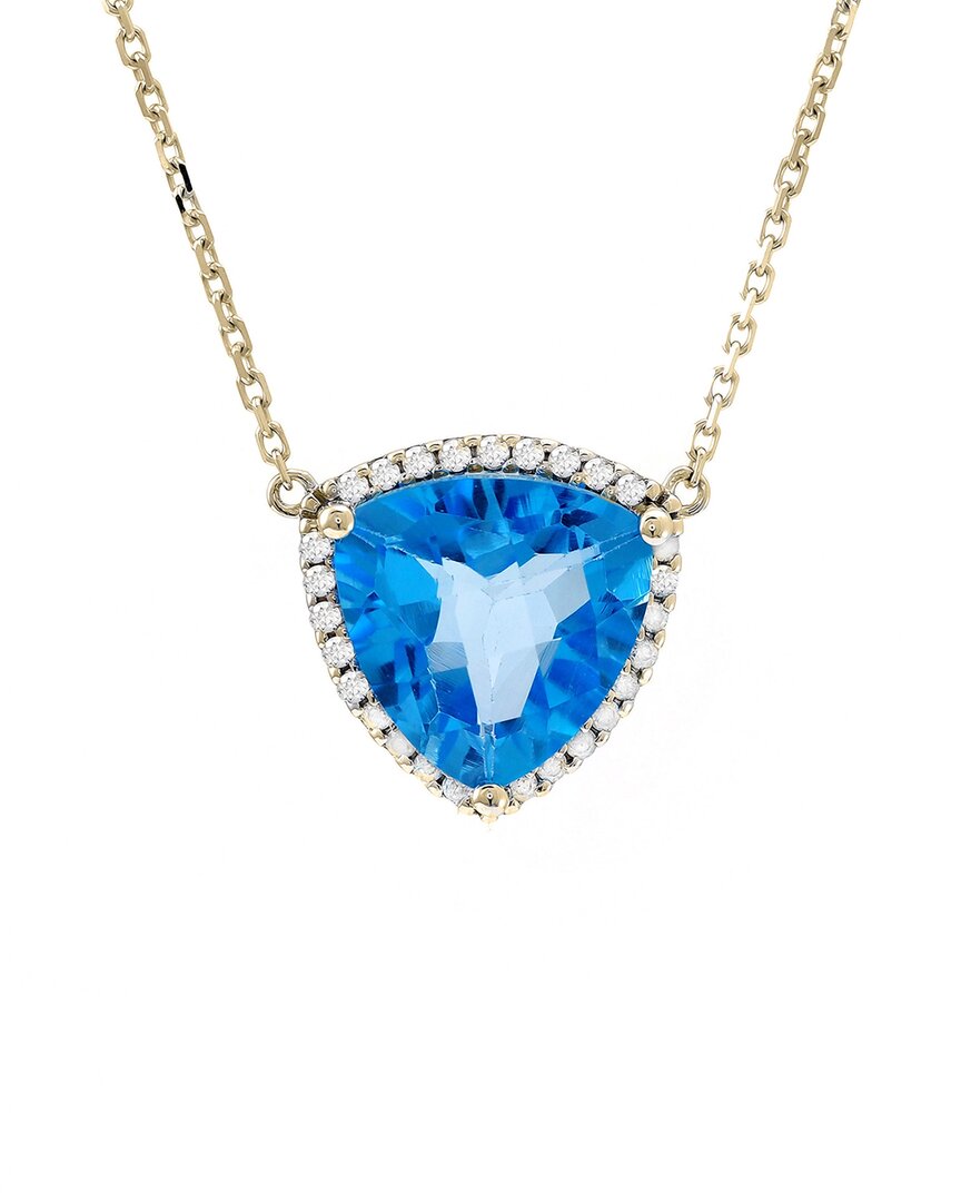 Gemstones 14k 3.91 Ct. Tw. Diamond & Blue Topaz Necklace