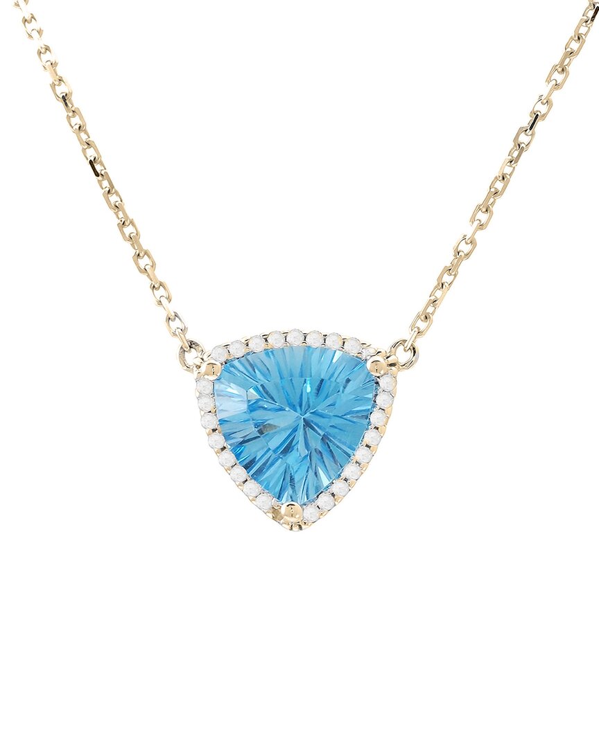 Gemstones 14k 1.90 Ct. Tw. Diamond & Blue Topaz Necklace