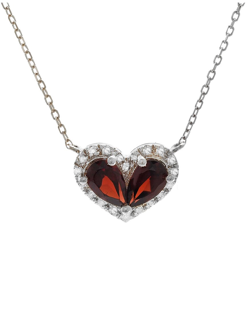 Gemstones Silver 0.68 Ct. Tw. Diamond & Garnet Heart Necklace