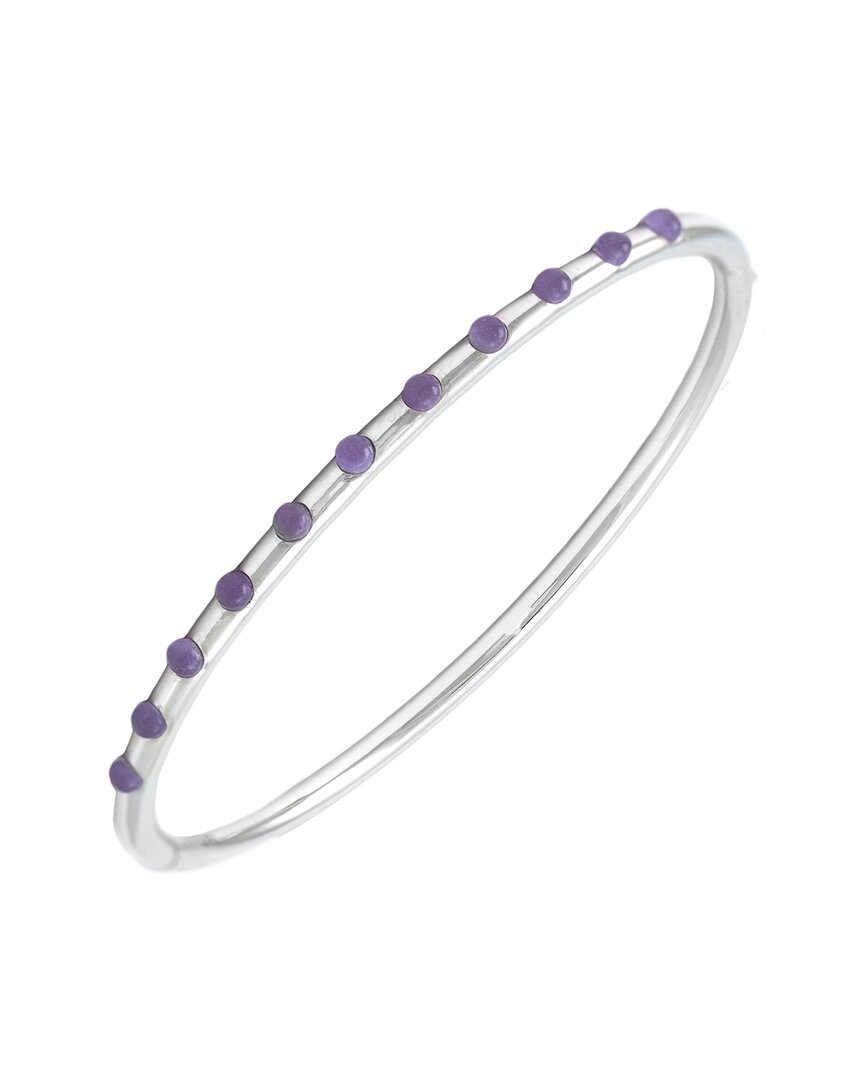 Gemstones Lavender Agate Steel Bangle B0676la-35c