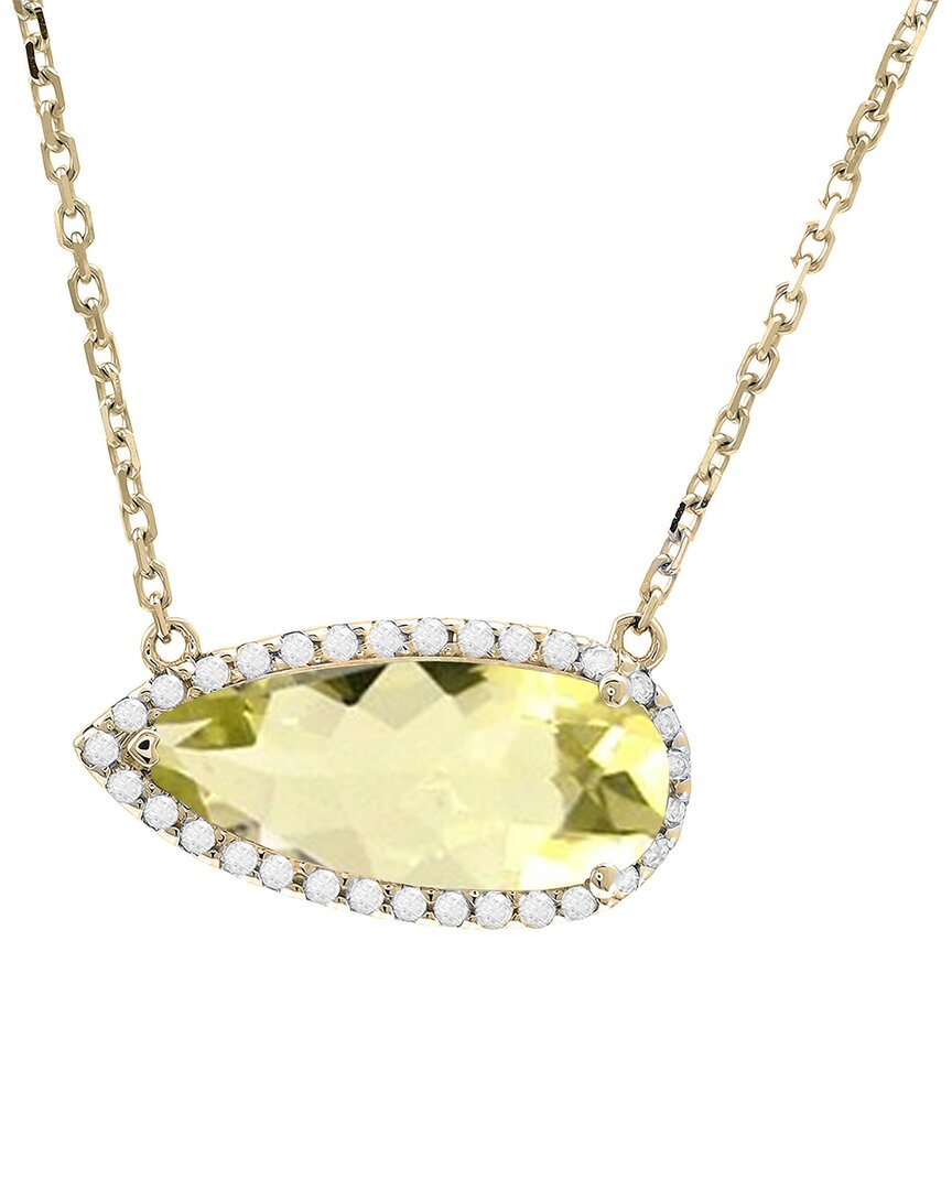 Gemstones 14k 2.01 Ct. Tw. Diamond & Lemon Quartz Necklace