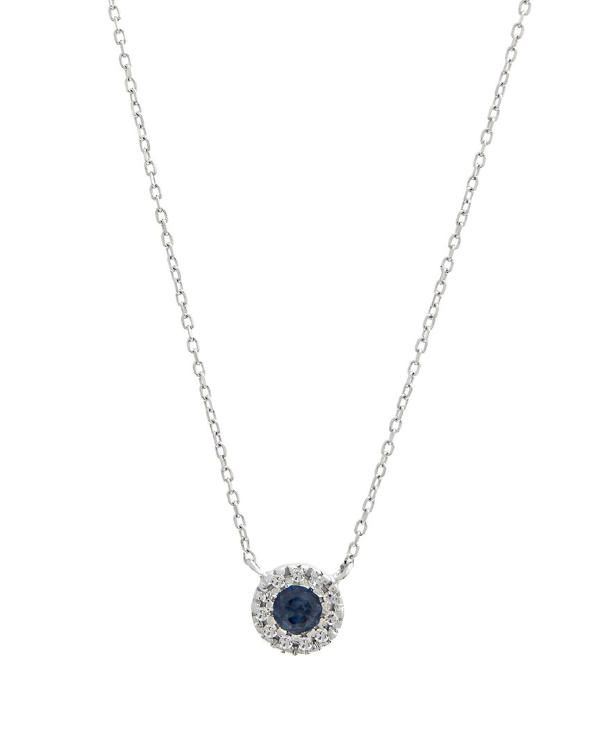 Gemstones Sapphire W/ Diamond Necklace (silver) 8h53ssl-55c
