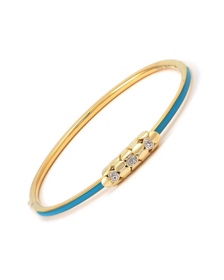 Diamond Select Cuts Silver & Steel 0.03 Ct. Tw. Diamond Station Bangle Bracelet
