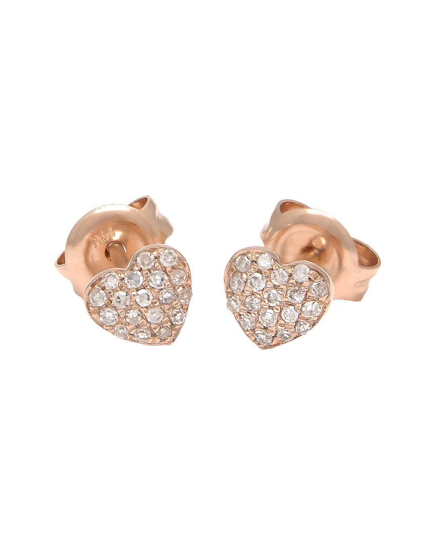 Diamond Select Cuts 14k Rose Gold 0.10 Ct. Tw. Diamond Petite Heart Earrings
