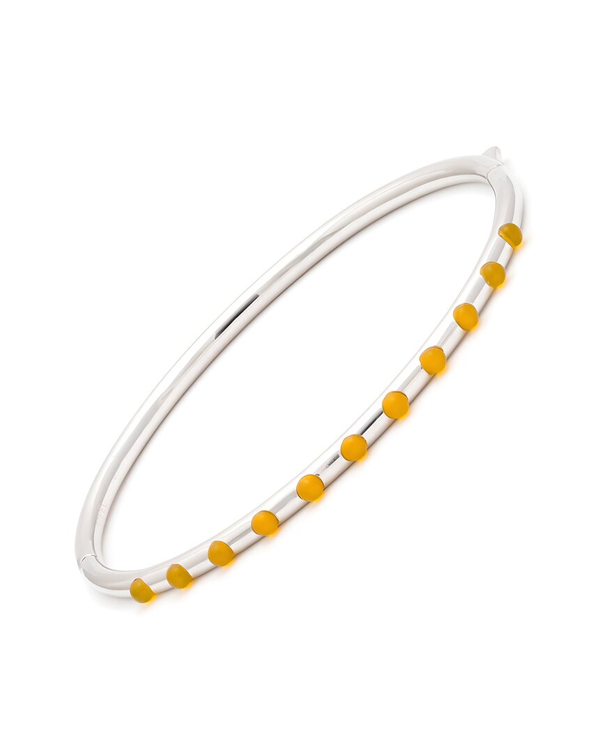 Gemstones Yellow Agate Steel Bangle B0676ya-35c
