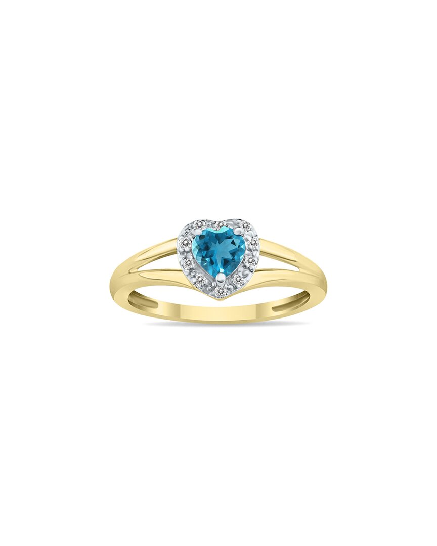 Gem Spark 14k 0.51 Ct. Tw. Diamond & Blue Topaz Ring In Gold