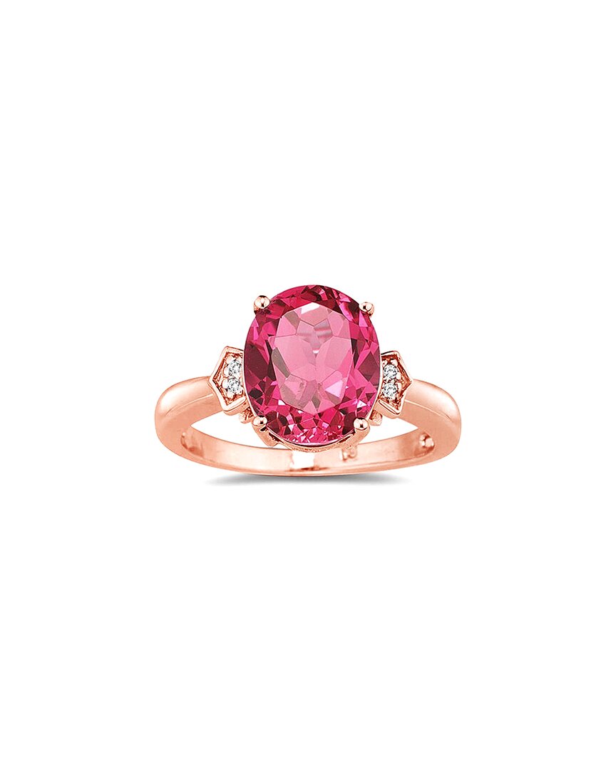 Gem Spark 14k Rose Gold 4.52 Ct. Tw. Diamond & Pink Topaz Ring