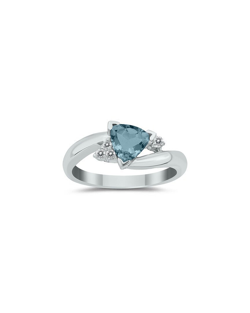 Gem Spark 14k 0.78 Ct. Tw. Diamond & Aquamarine Ring In Metallic