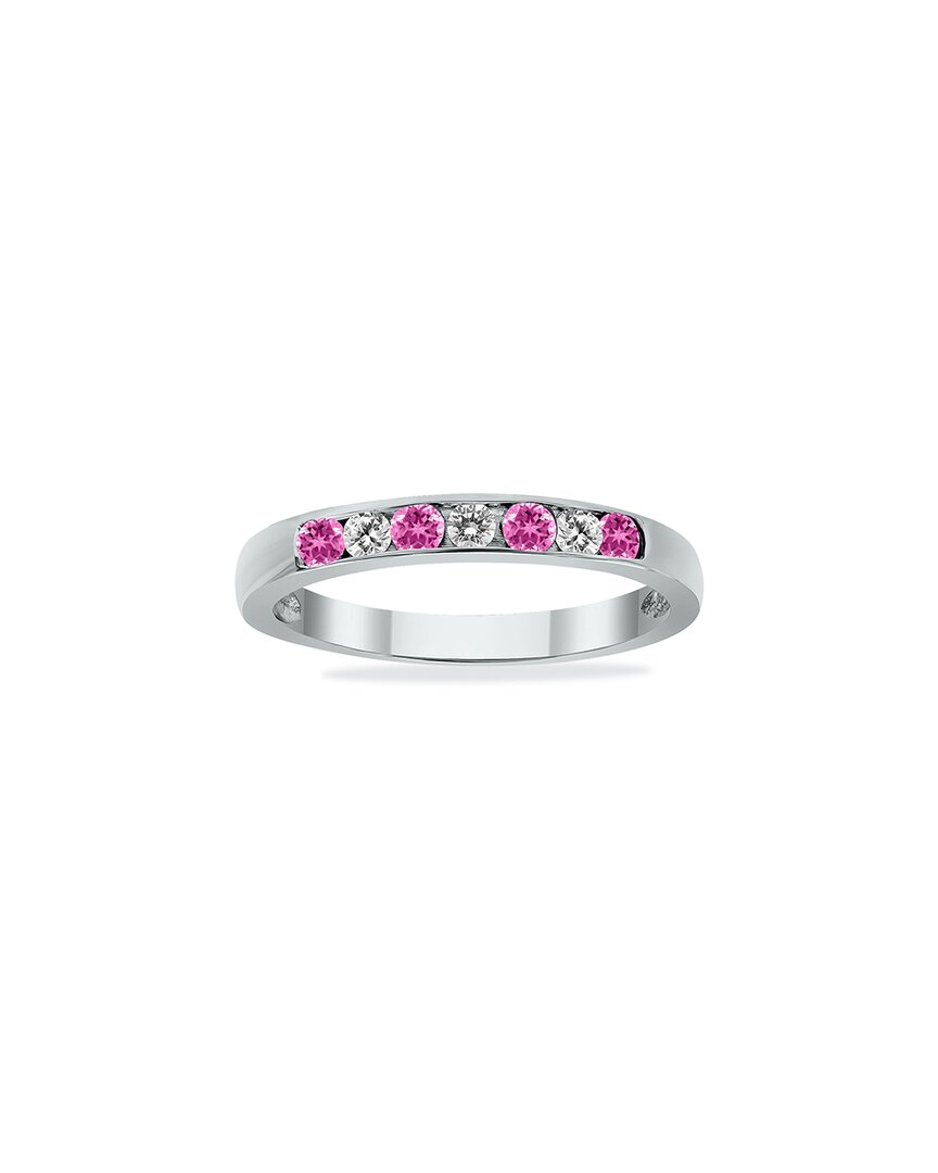 Gem Spark 14k 0.20 Ct. Tw. Diamond & Pink Sapphire Ring