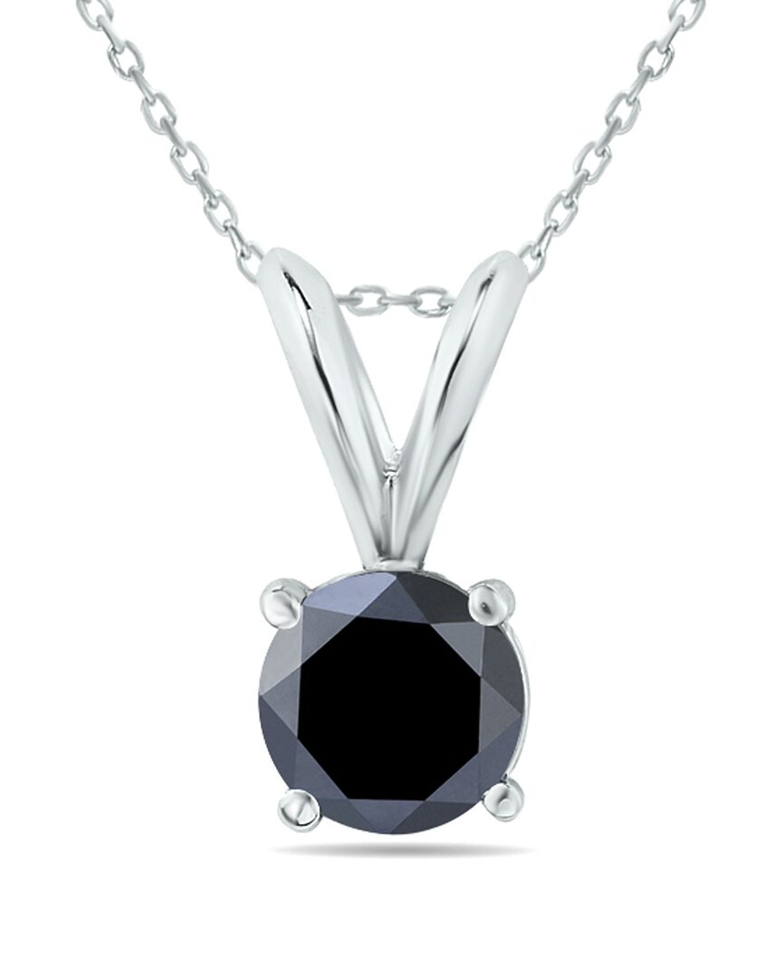 True Diamond 14k 0.71 Ct. Tw. Diamond Solitaire Necklace In Black