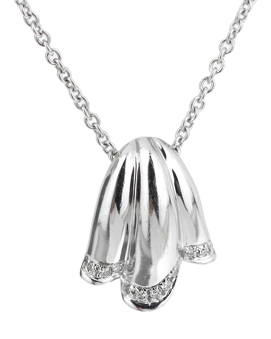 Shop Piaget 18k 0.20 Ct. Tw. Diamond Tulip Pendant Necklace (authentic )
