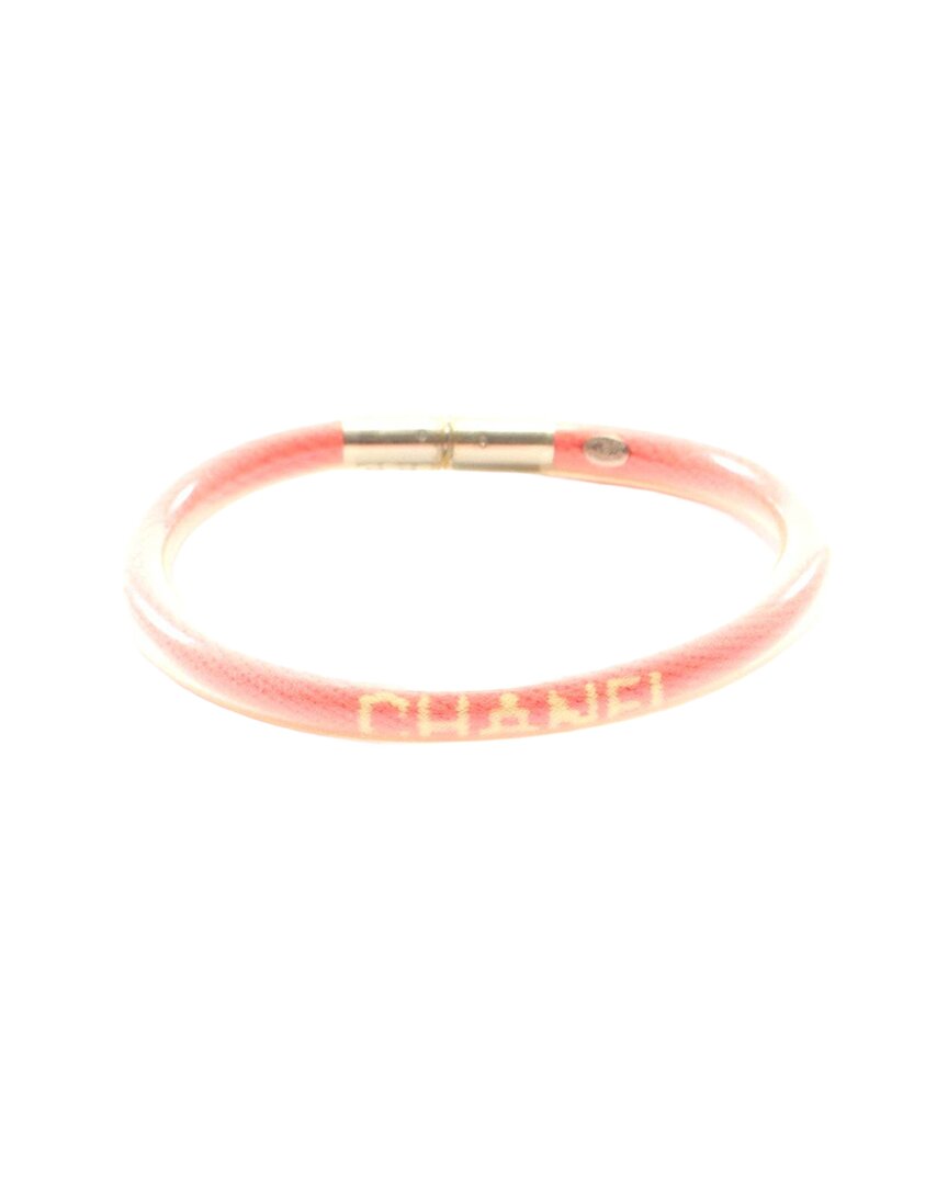 Chanel Logo Tube Bangle Bracelet Pink (authentic Pre-loved)