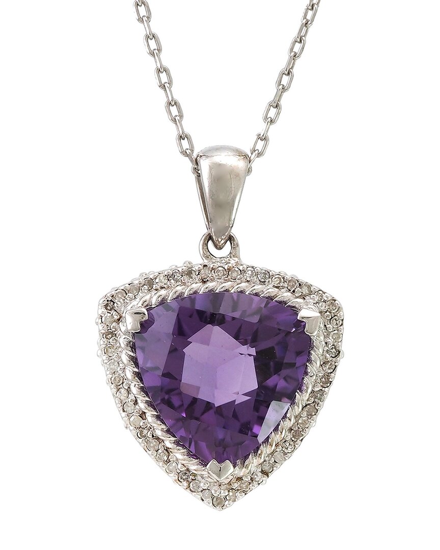 Gemstones Silver 5.85 Ct. Tw. Diamond & Amethyst Pendant