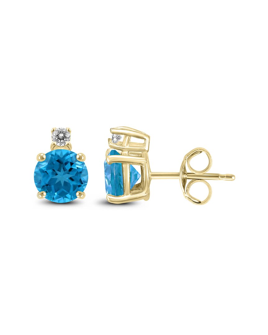 Gemstones 14k 1.36 Ct. Tw. Diamond & Blue Topaz Earrings