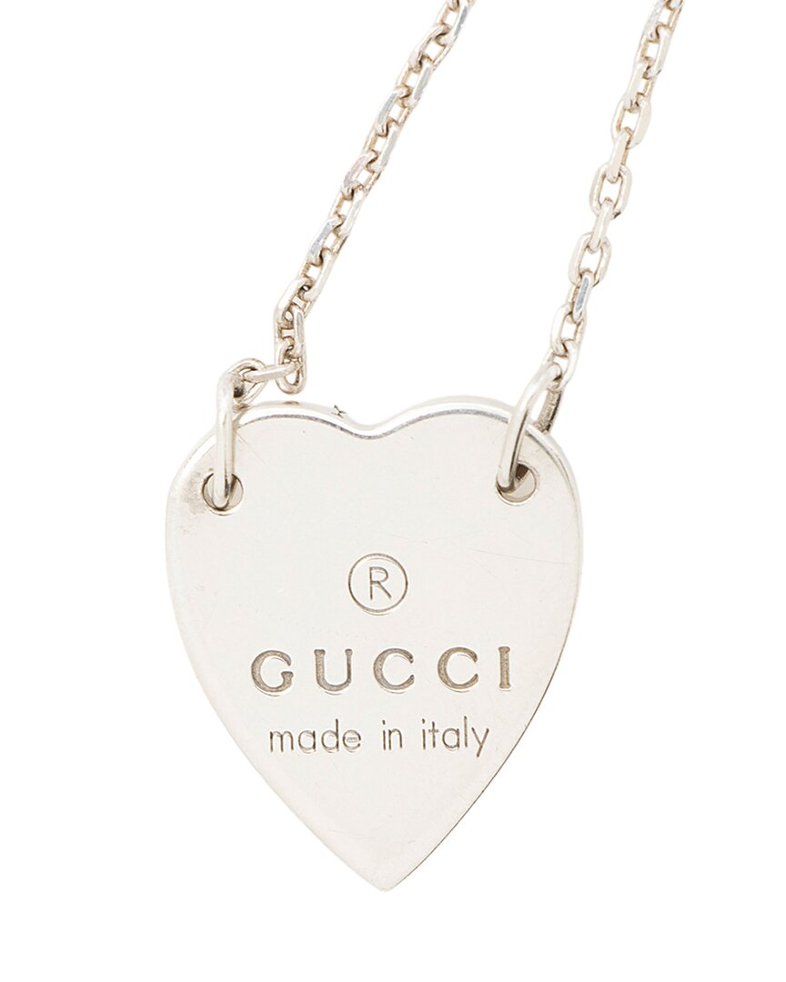 Gucci Silver Trademark Heart Tag Necklace (authentic Pre-loved) In Transparent
