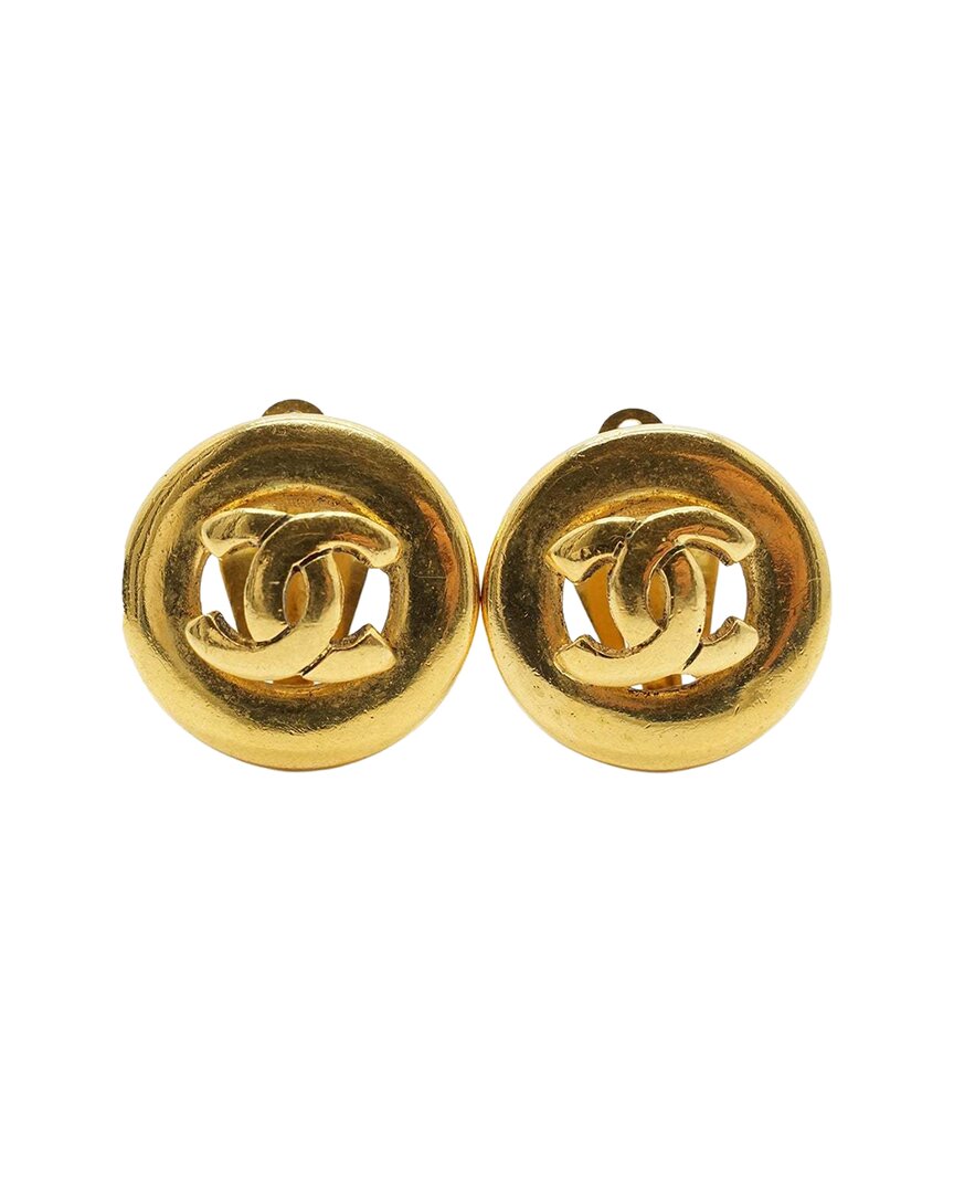 Chanel Vintage Cc Earrings (authentic Pre-loved) In Gold