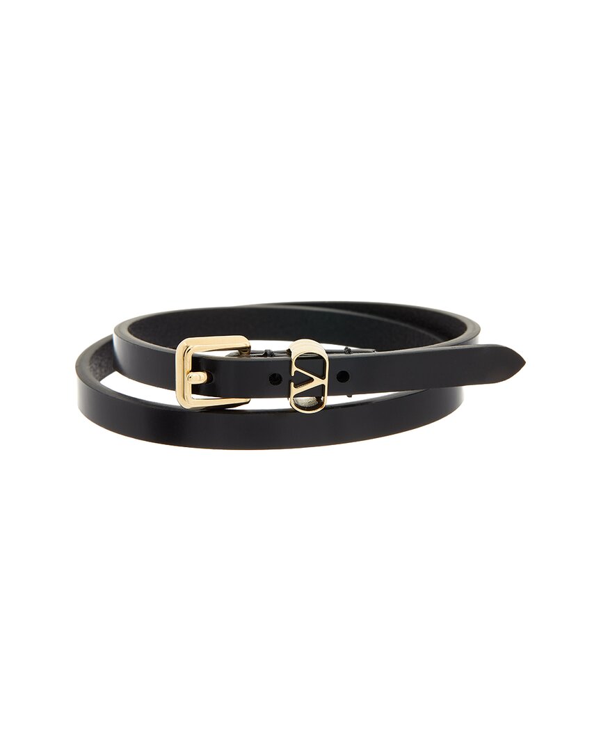 Valentino Garavani Valentino Vlogo Signature Leather Bracelet In Black