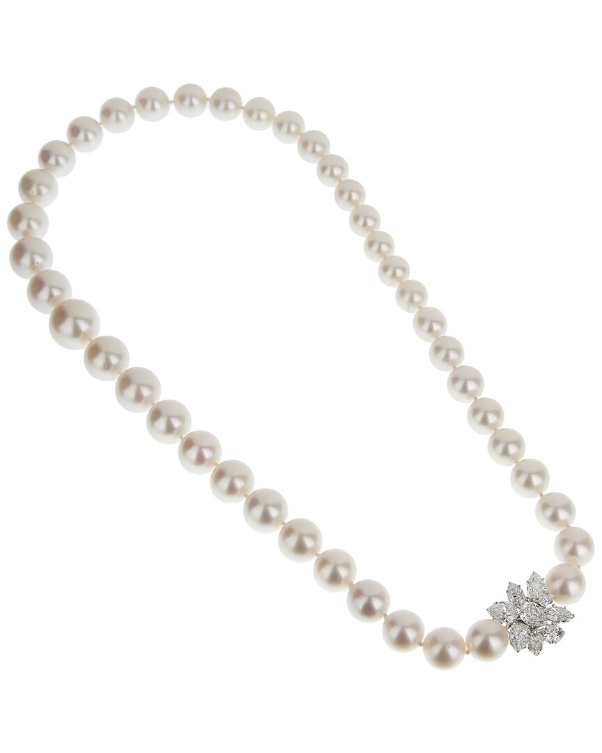 Harry Winston Platinum 9.25 Ct. Tw. Diamond & 11.1-17.2mm Pearl Necklace (authentic )