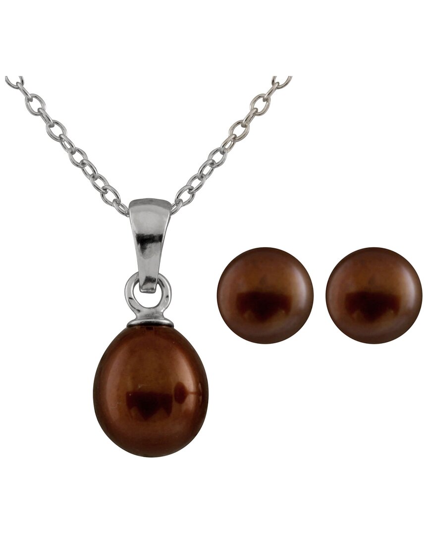 Splendid Pearls Rhodium Plated 6-7mm Pearl Necklace & Earrings Set