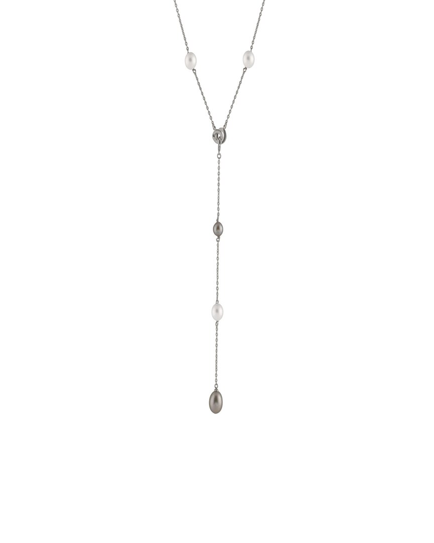 Splendid Pearls Rhodium Plated 7-9mm Pearl Pendant Necklace