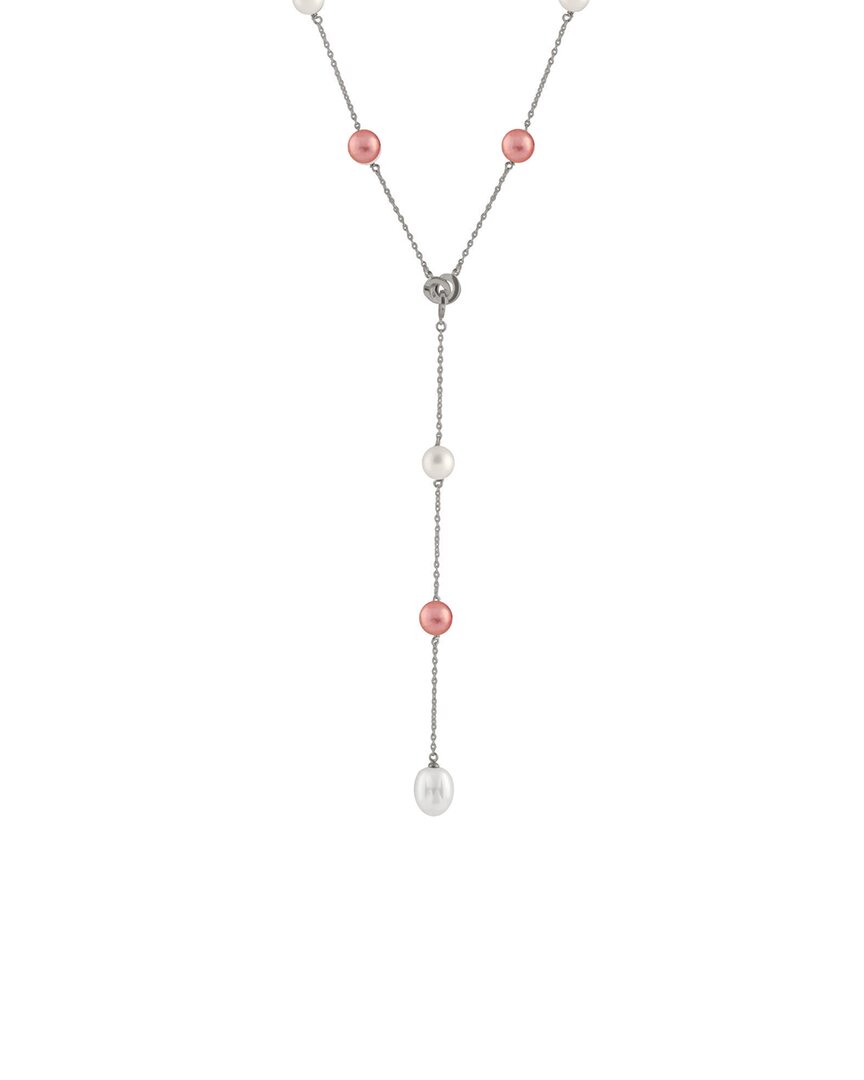 Splendid Pearls Rhodium Plated 7-9mm Pearl Pendant Necklace