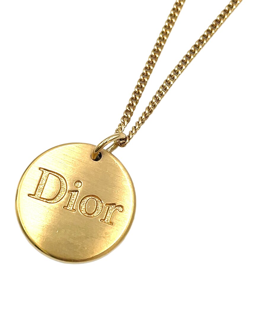 Dior Plated Logo Plate Double Chain Necklace (authentic Pre-loved)