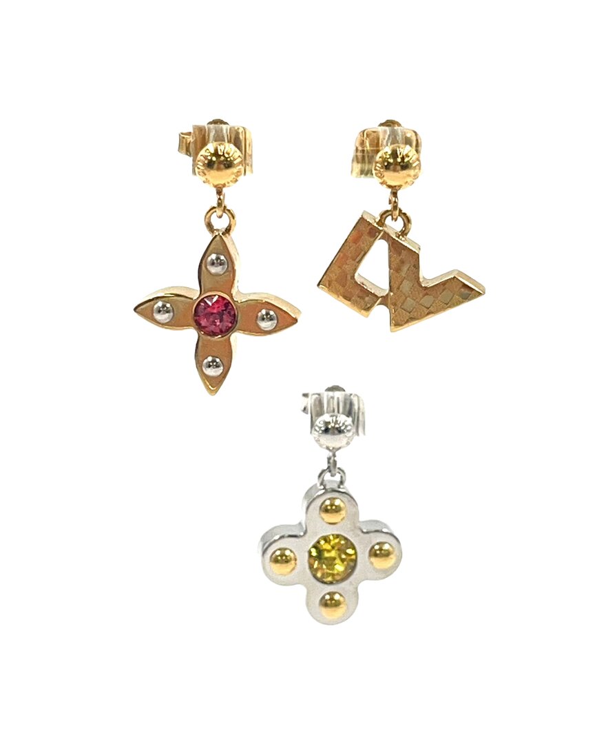 Louis Vuitton Plated Love Letters Gm Earrings (authentic Pre-loved) In Gold
