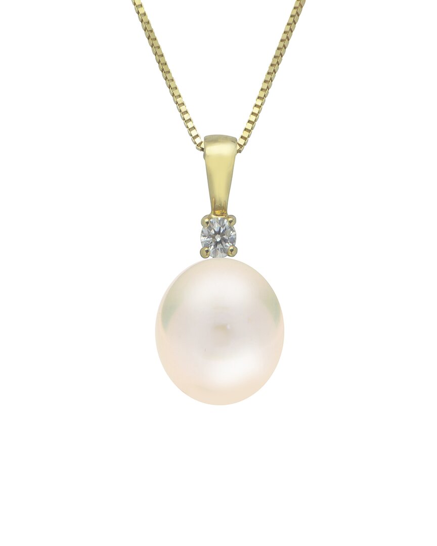 Pearls 14k 0.12 Ct. Tw. Diamond 10-11mm South Sea Pearl Pendant Necklace