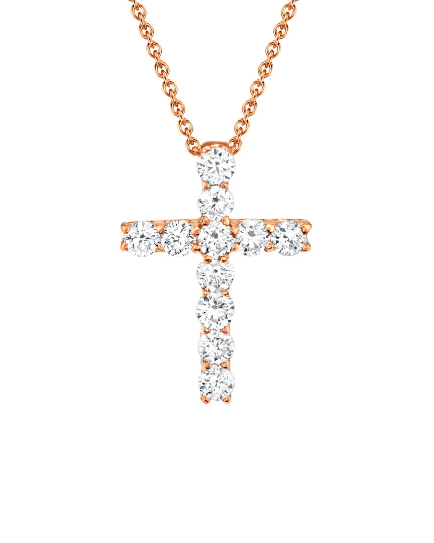 TRUE DIAMOND 14K ROSE GOLD 0.32 CT. TW. DIAMOND CROSS NECKLACE