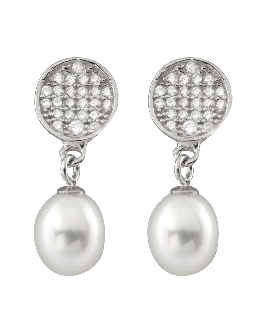 Splendid Pearls Silver 7.5-8mm Pearl Earrings