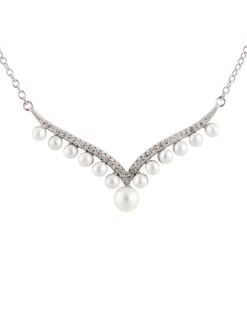 Splendid Pearls Silver 3-6mm Pearl Pendant Necklace