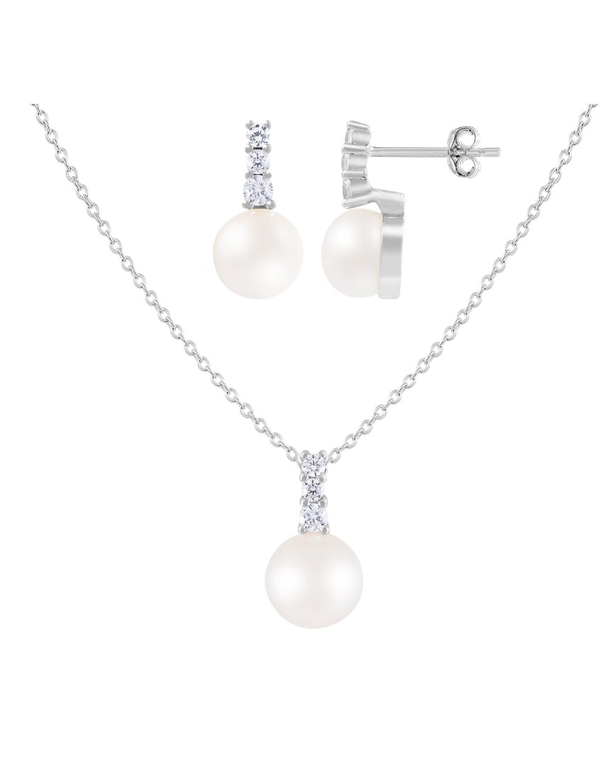 Splendid Pearls Silver 7-7.5mm Pearl Set In Metallic