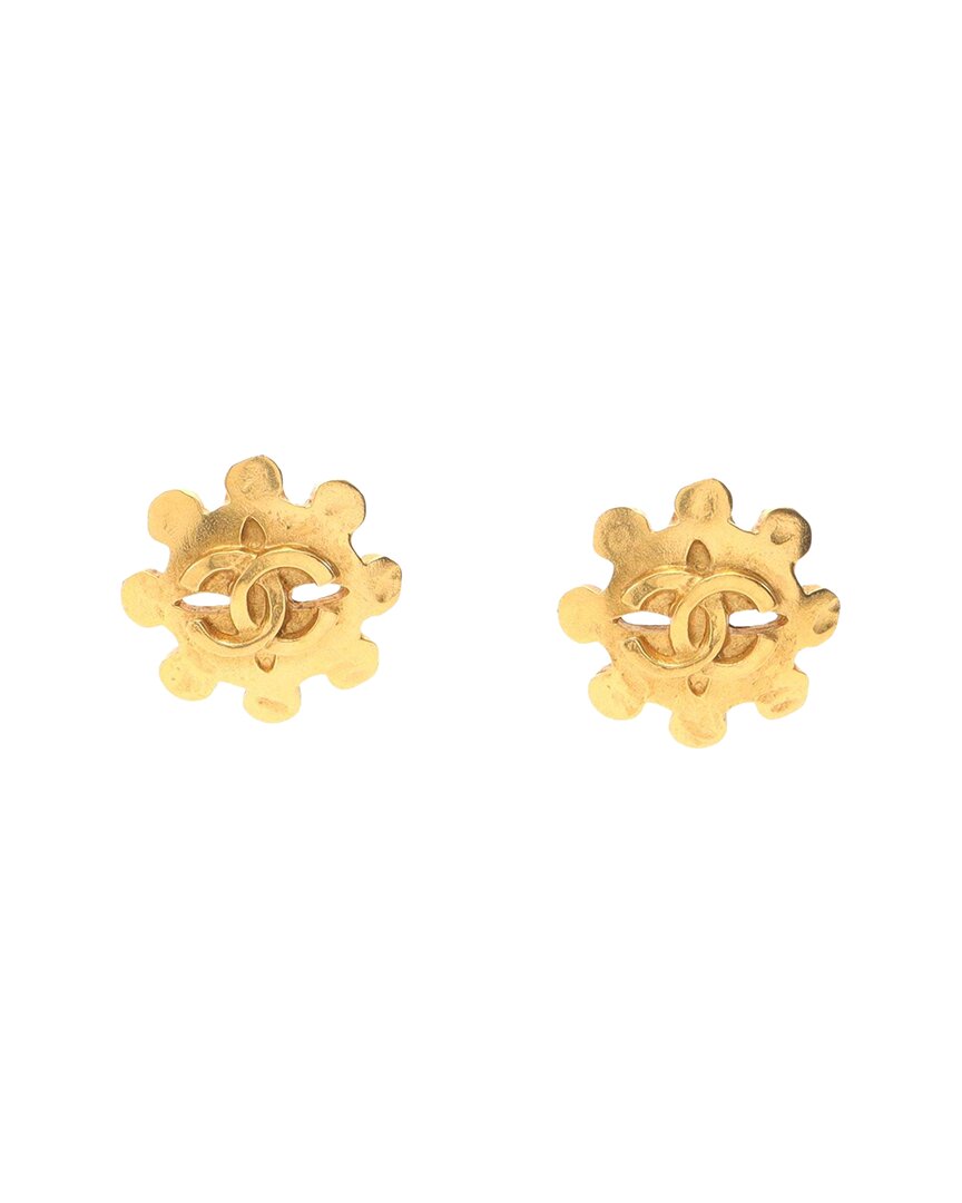 Chanel Plated Coco Mark Earrings Gold Plated (authentic Pre-loved)