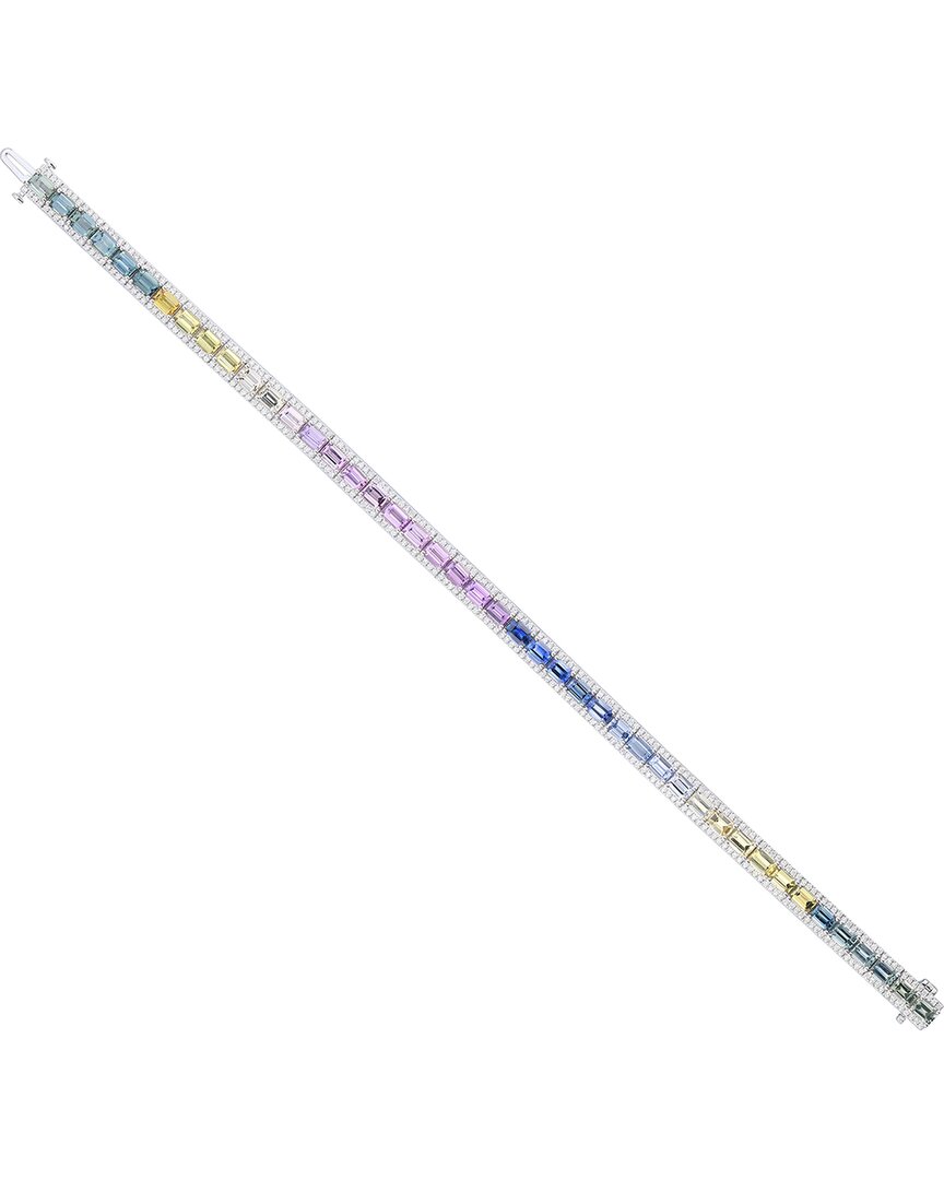 Gregg Ruth 18k 11.94 Ct. Tw. Diamond & Multi Sapphire Bracelet In No Color