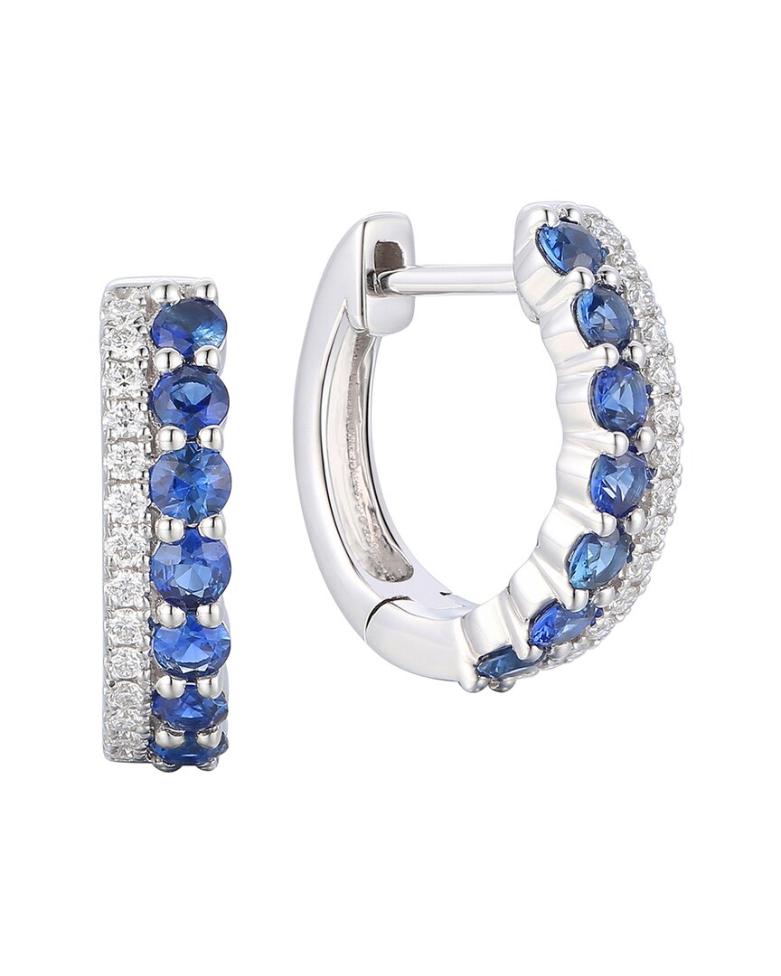 Gregg Ruth 14k 0.77 Ct. Tw. Diamond & Blue Sapphire Huggie Earring In No Color