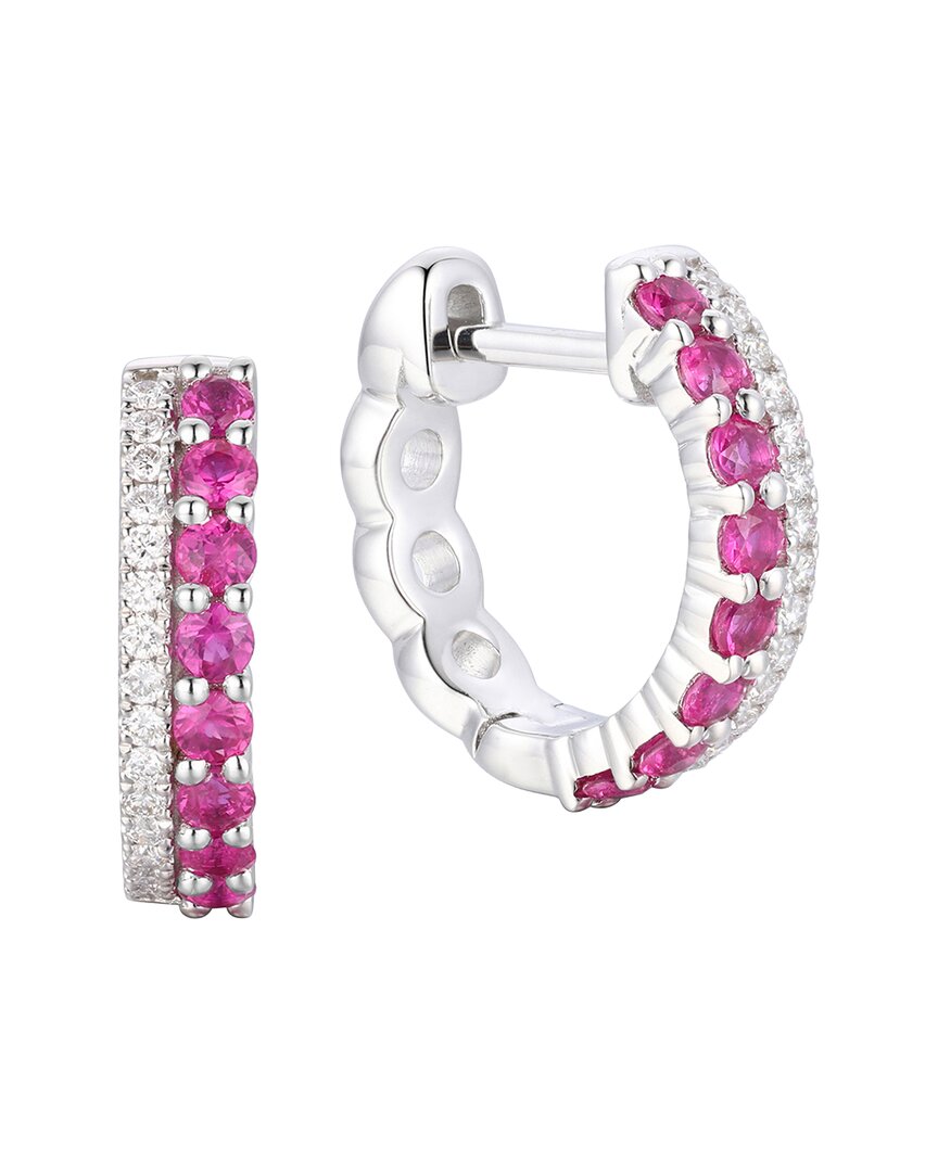 Gregg Ruth 14k 0.57 Ct. Tw. Diamond & Ruby Huggie Earring In No Color