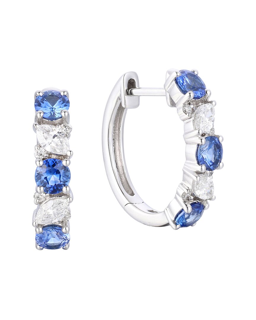 Gregg Ruth 14k 1.63 Ct. Tw. Diamond & Blue Sapphire Huggie Earring In No Color