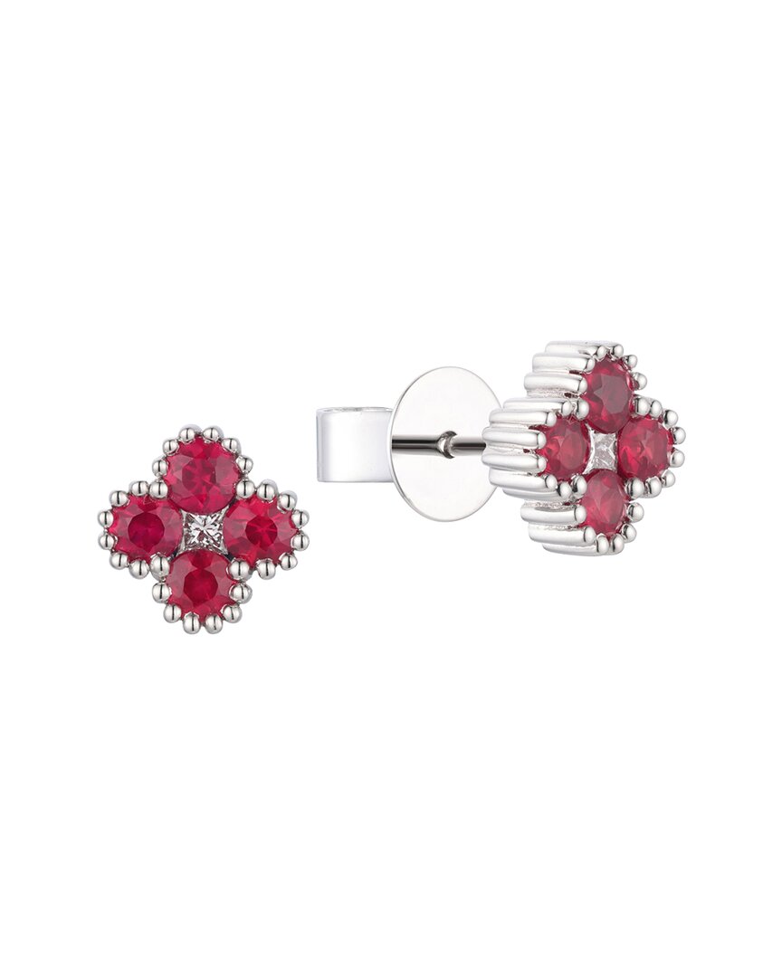 Gregg Ruth 14k 0.74 Ct. Tw. Diamond & Ruby Clover Earring In No Color