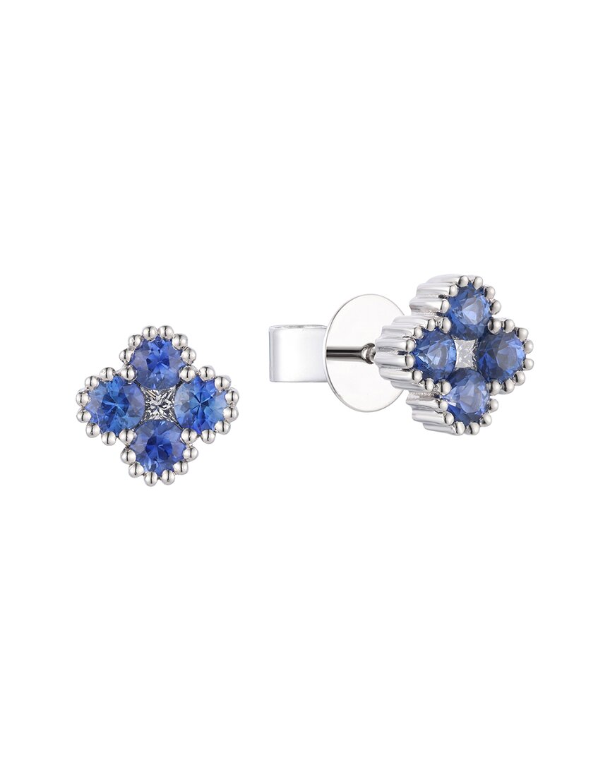 Gregg Ruth 14k 0.87 Ct. Tw. Diamond & Blue Sapphire Clover Earring In No Color