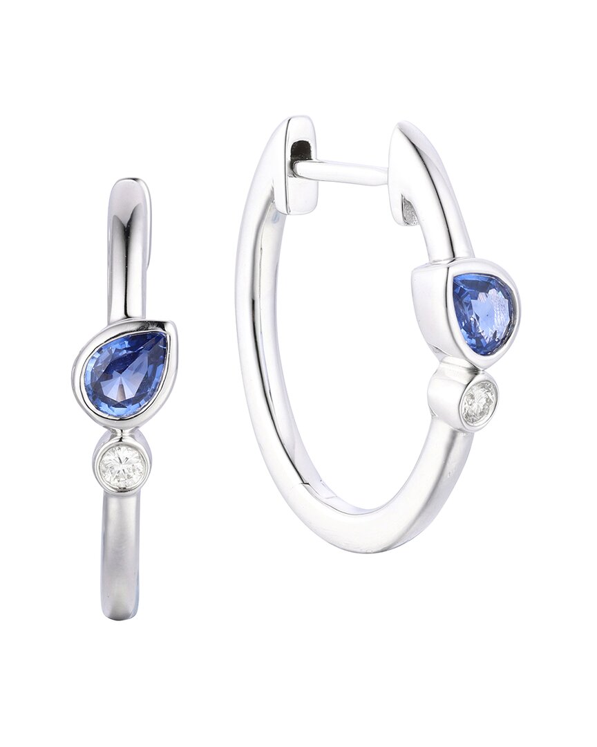 Gregg Ruth 14k 0.45 Ct. Tw. Diamond & Blue Sapphire Huggie Earring In No Color