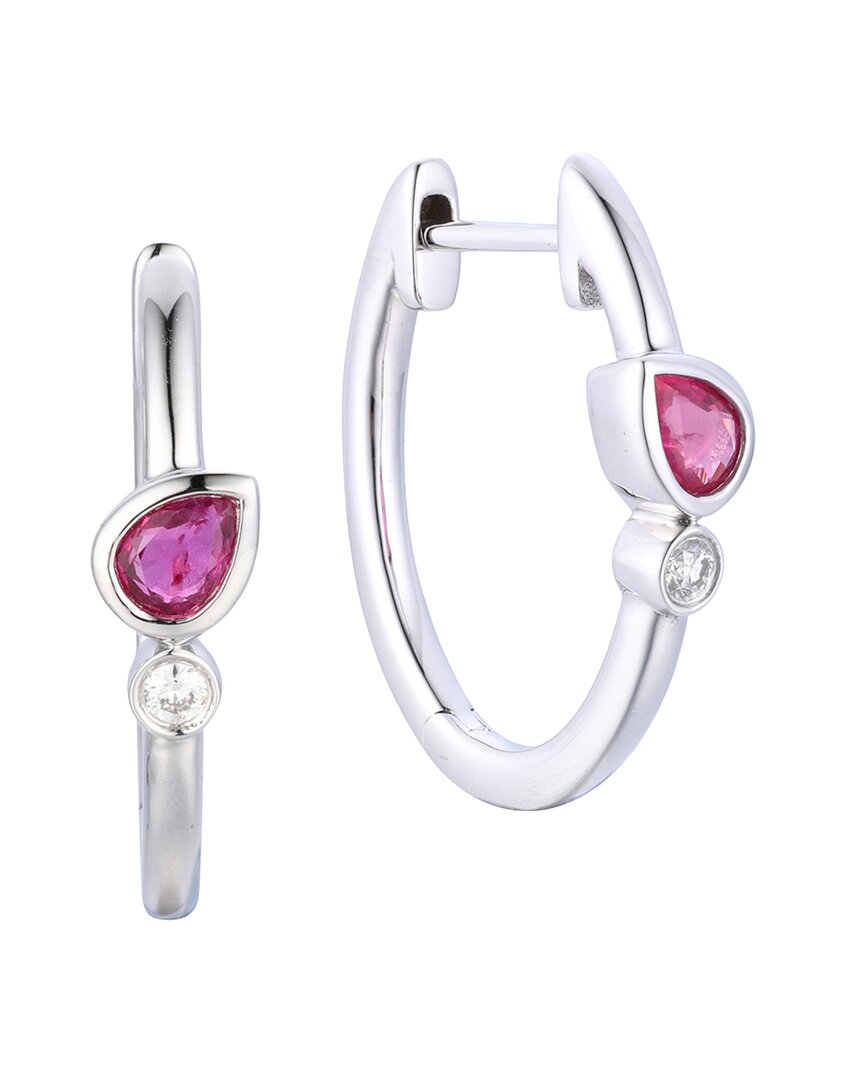Gregg Ruth 14k 0.49 Ct. Tw. Diamond & Ruby Huggie Earring In No Color