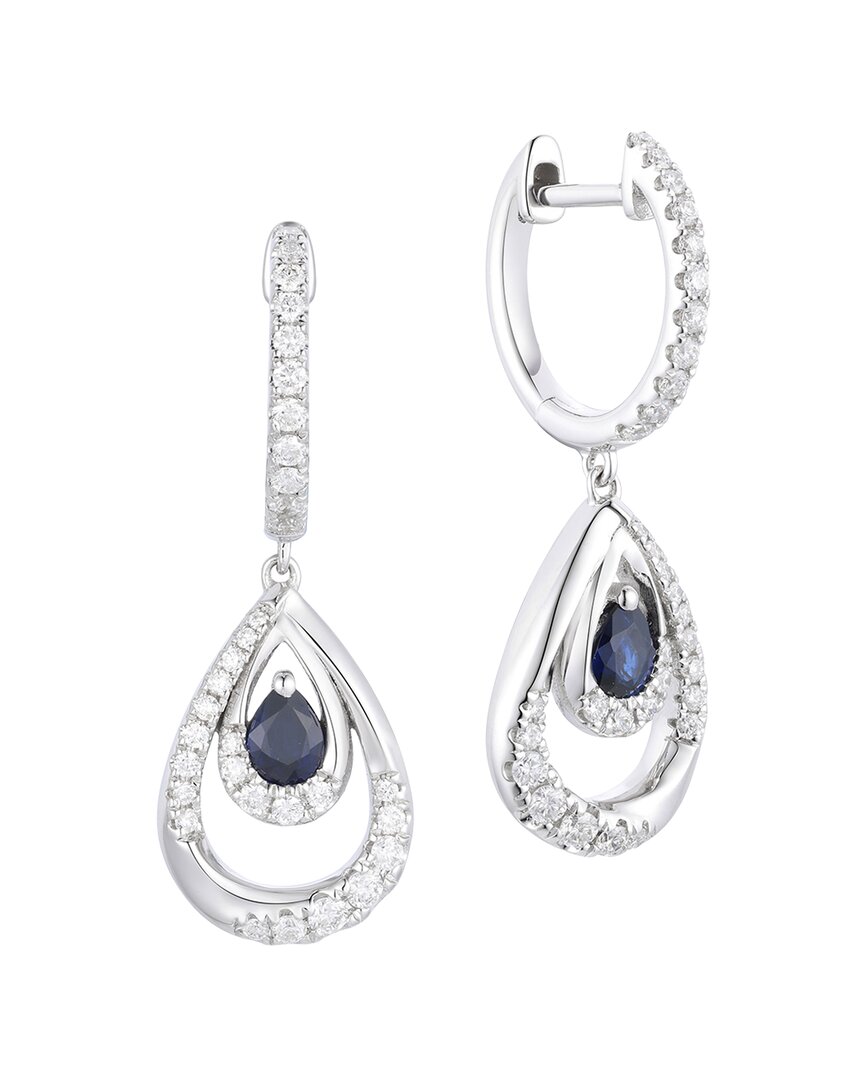 Gregg Ruth 14k 0.84 Ct. Tw. Diamond & Blue Sapphire Huggie Earring In No Color