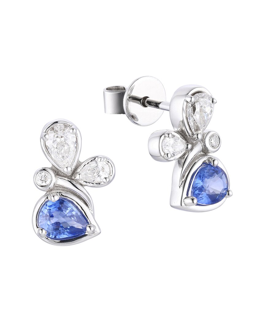 Gregg Ruth 14k 0.77 Ct. Tw. Diamond & Blue Sapphire Butterfly Earring In No Color