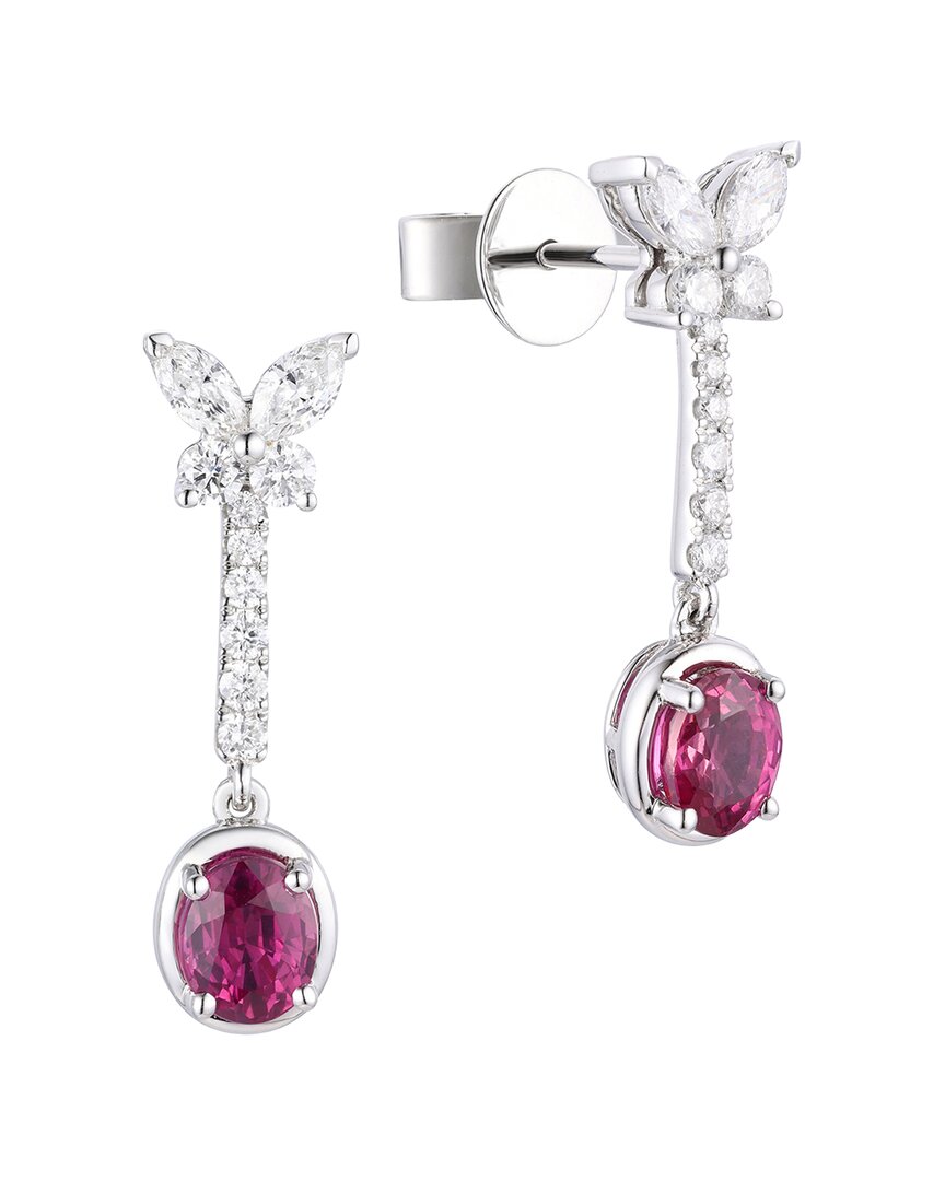 Gregg Ruth 14k 1.74 Ct. Tw. Diamond & Ruby Butterfly Earring In No Color