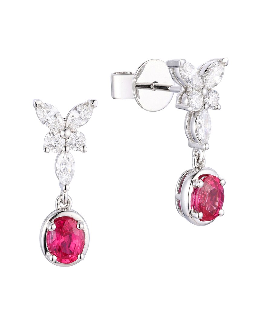Gregg Ruth 14k 1.26 Ct. Tw. Diamond & Ruby Butterfly Earring In No Color