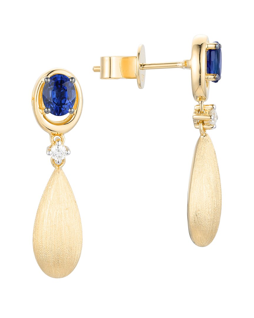 Gregg Ruth 18k 1.03 Ct. Tw. Diamond & Blue Sapphire Dangle Earring In No Color