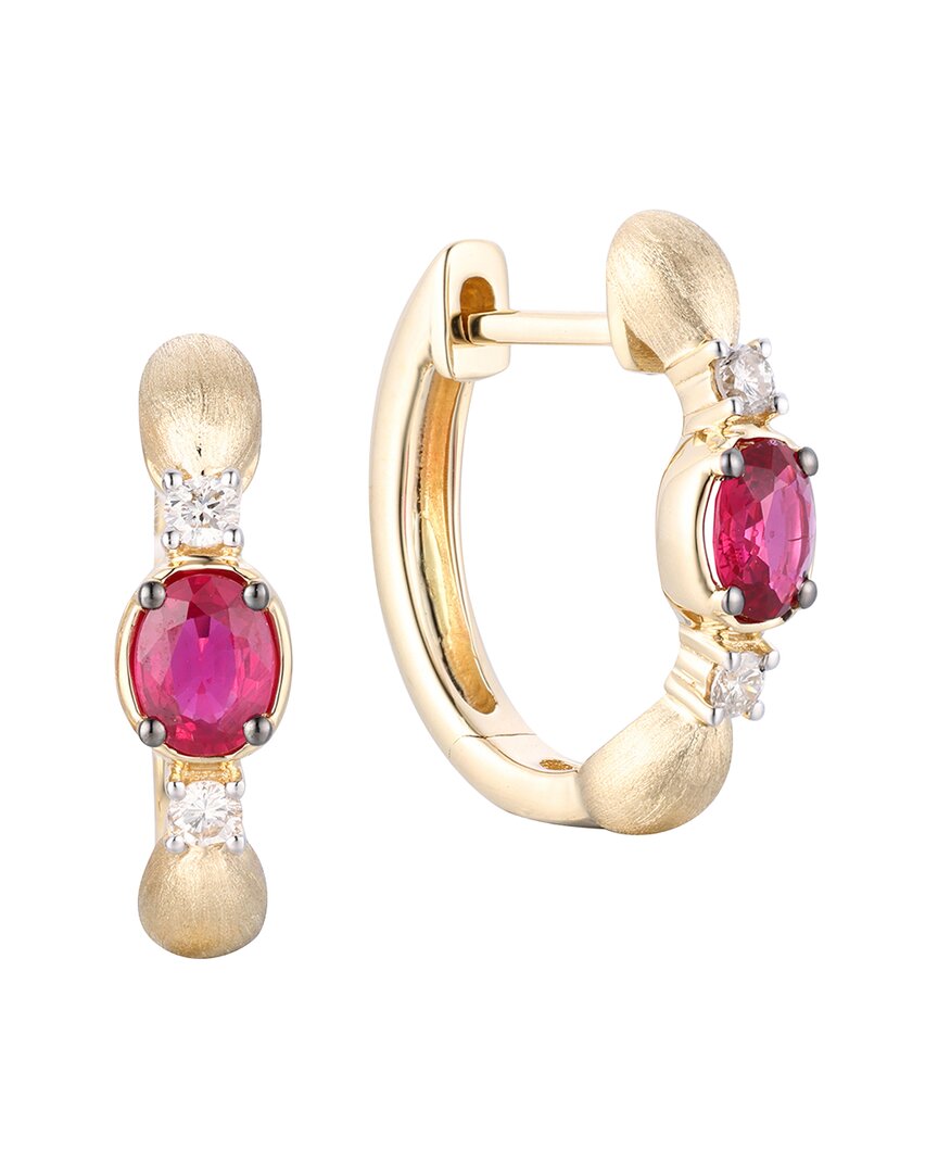 Gregg Ruth 14k 0.62 Ct. Tw. Diamond & Ruby Huggie Earring In No Color