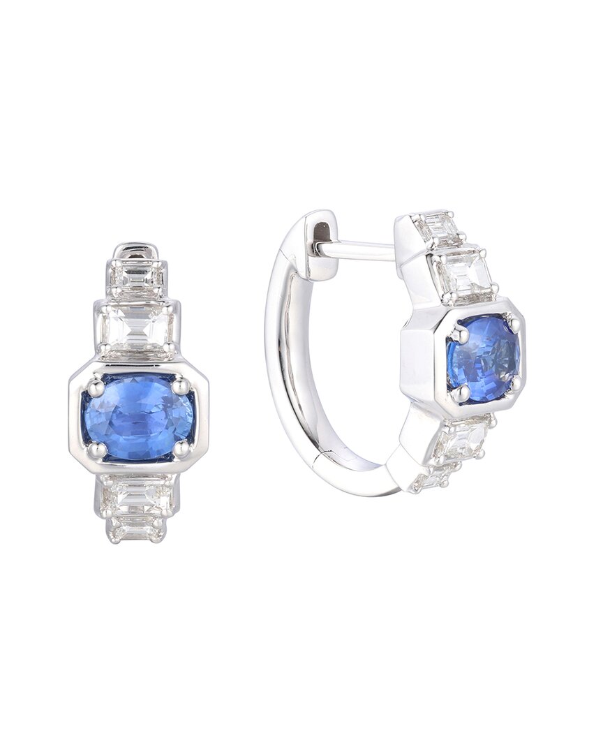 Gregg Ruth 14k 1.36 Ct. Tw. Diamond & Blue Sapphire Huggie Earring In No Color