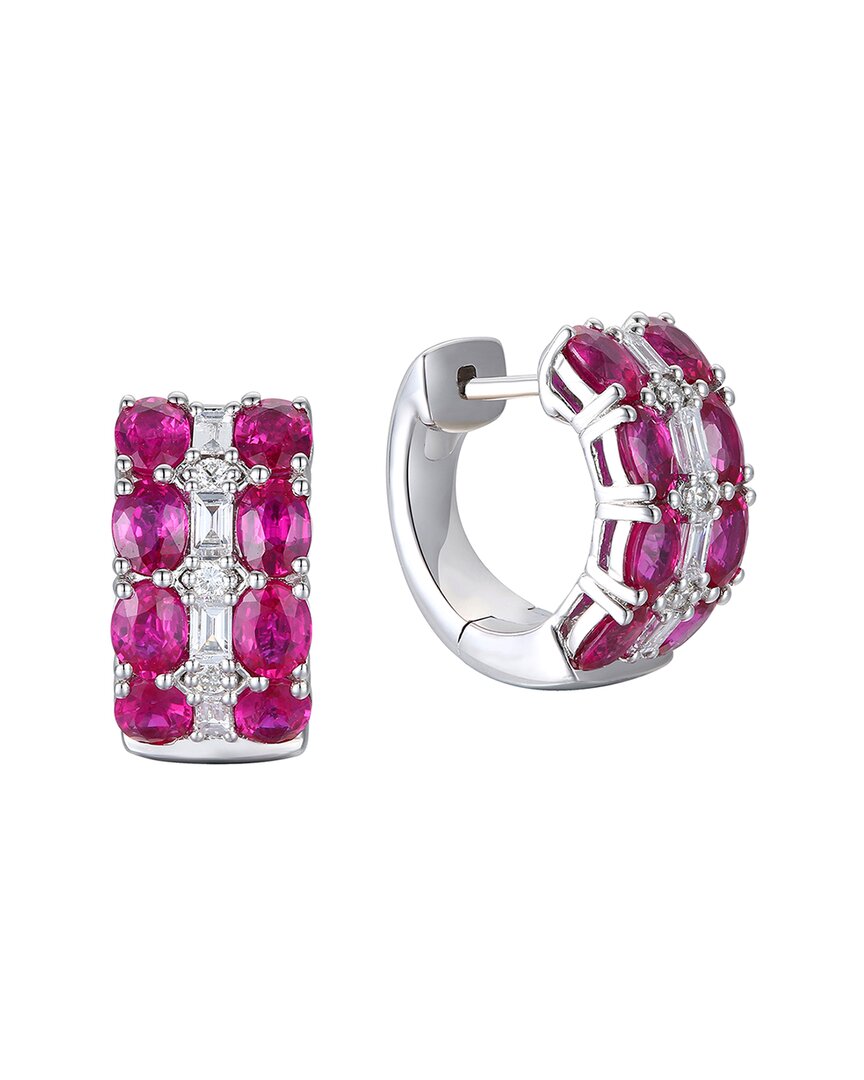 Gregg Ruth 14k 3.80 Ct. Tw. Diamond & Ruby Huggie Earring In No Color