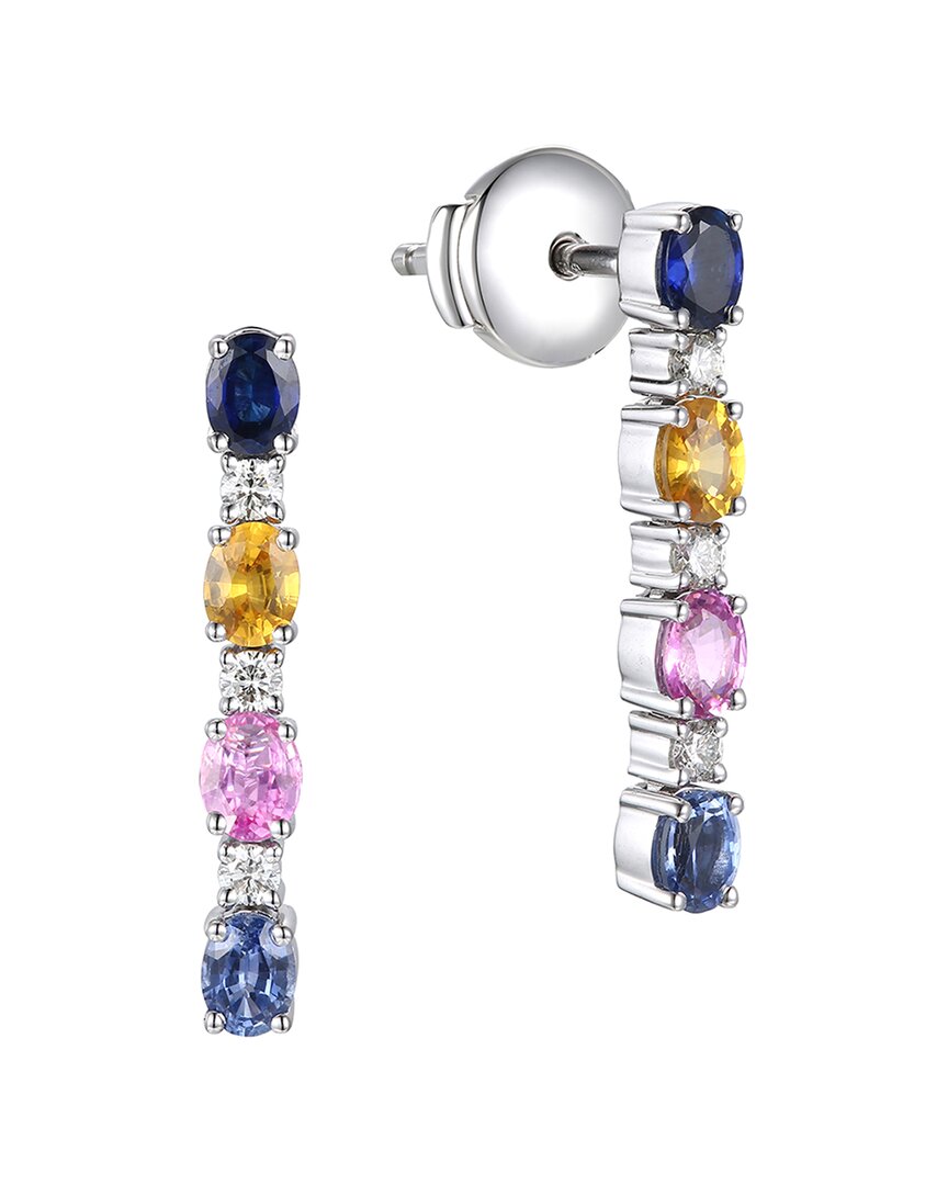 Gregg Ruth 14k 1.78 Ct. Tw. Diamond & Multi Sapphire Earring In No Color